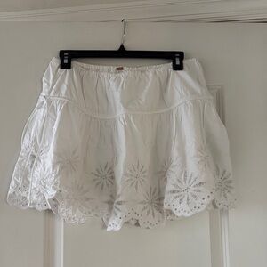 Free People- White Eyelet Mini Skirt